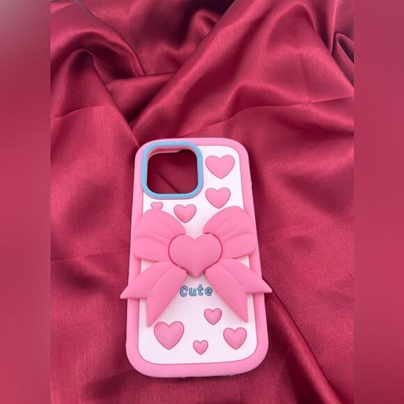 Cute Pink Heart Bow iPhone 15 Pro Max Case - Picture 4 of 6